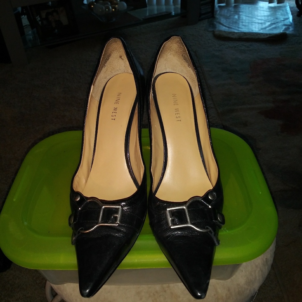Nine West 4 inch Black Leather Heels